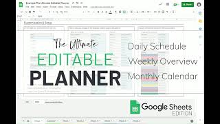 The Ultimate Editable Planner  Monthly Calendar Weekly Planner amp Daily Schedule  Google Sheets [upl. by Lawrence]