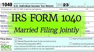 Form 1040 2023 Married Filing Jointly  Dependents Example Tax Filing  Money Instructor [upl. by Malissia]