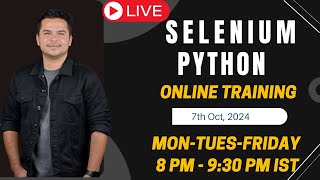 Live Selenium Online Training With Python With Framework and Interview Preparation  7th Oct 2024 [upl. by Cope]