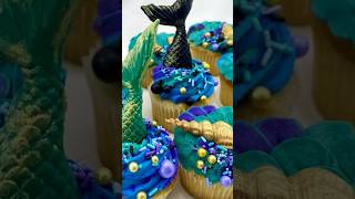 🧜‍♀️ MERMAID CUPCAKES Tutorial How to Make Under Sea Fondant Toppers Buttercream Scales shorts [upl. by Osborn]