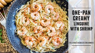 The Healthiest Creamy Shrimp Linguine  Easy 30 Minute OnePan Recipe [upl. by Downe]