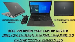 Dell Precision 7540 Laptop i79880H 32GB 512 SSD Quadro T1000Laptop Review  How to Check Laptop [upl. by Strickler]