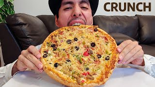 SUPER CRUNCHY EXTRA CHEESE DELUXE PIZZA ASMR MUKBANG EATING SHOW [upl. by Freddi]