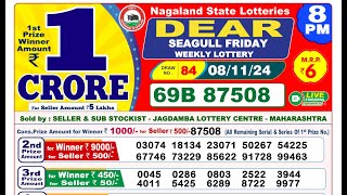 Lottery Result Today 8pm 08112024  Official  Nagaland Lottery [upl. by Oludoet333]