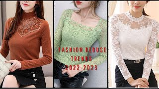 Tendencia de blusas manga larga elegantes con encaje blouses with lace [upl. by Kato]