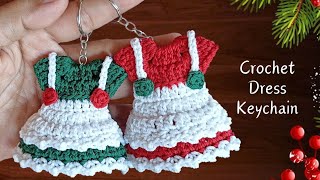 👗Crochet Mini Dress Keychain‼️Crochet Tutorial for Beginners🎄Crochet Christmas Ornaments [upl. by Sansone]