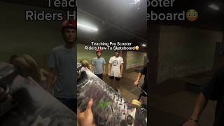 Teaching pro scooter riders to skate with Ryan Orell amp Roman Dellapena shorts professional gopro [upl. by Audrit]