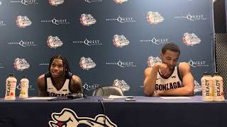 Gonzaga’s Khalif Battle and Nolan Hickman post UMass Lowell [upl. by Lexine]