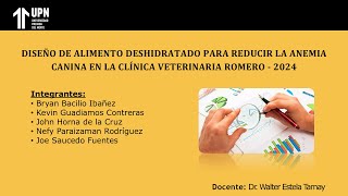 FORMULACIÓN Y EVALUACIÓN DE PROYECTOS  DISEÑO DE ALIMENTO DESHIDRATADO PARA REDUCIR ANEMIA CANINA [upl. by Sidoney]