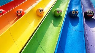 1000 Marbles Super Slide Marble Run Race vs Water Balloons  Colorful Pop Tubes  ASMR Whirlpool 5A [upl. by Wallie]