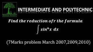 Intermediate Second Year reduction formula sin xn [upl. by Bank248]