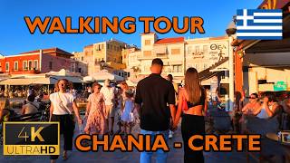 ⁴ᴷ⁶⁰ 🇬🇷 Crete  Chania  Walking Old Town Chania August 2024 4K [upl. by Ytrebil]