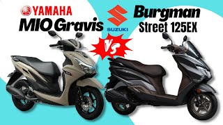 Suzuki Burgman Street 125 EX vs Yamaha MIO Gravis  Side by Side Comparison  2023 Philippines [upl. by Jevon941]