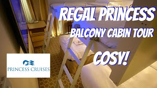 Regal Princess Standard Balcony Cabin Room Tour [upl. by Nyleaj]