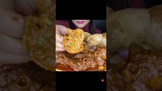 ASMR EATING POORI🥙 SPICY MUTTON CURRY🍲🍖PARATHA🌮 DUM ALOO BIG BITES🫔 Spice asmr asmr food [upl. by Jude]