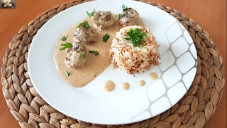 Recette boulettes de viande hachée à la crème  وجبة خفيفة كريات اللحم المفروم بالكريمة [upl. by Eugenia]