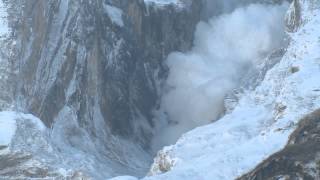 Avalanche Annapurna II Valley Sikilis Nepal [upl. by Lalo]