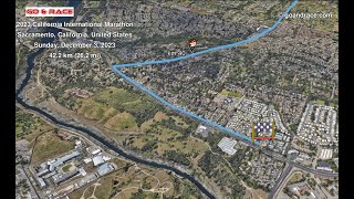 2023 California International Marathon fly over the marathon 3D course map [upl. by Ecinerev540]