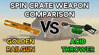 GOLDEN RAILGUN vs ACID THROWER  Comparison  Roblox A Dusty Trip [upl. by Aehs]