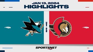 NHL Highlights  Sharks vs Senators  January 13 2024 [upl. by Rubliw675]