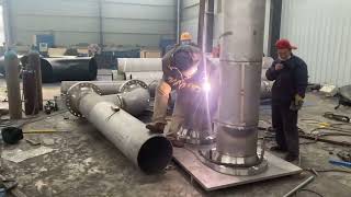 PreFabrication of Pipe Spools Production Weld Process Welding SS Pipe With Flange piper flange [upl. by Mukund247]