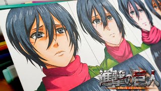 Drawing Mikasa ackerman in different anime styles  Attack on titan  進撃の巨人 [upl. by Yknip]