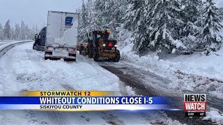 Storms wind snow caused I5 closure in Northern California Southern Oregon [upl. by Cate]