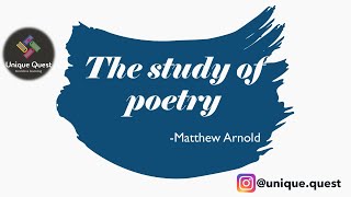 The Study of Poetry Matthew Arnold Literary Criticism Explained in Tamil UQ [upl. by Selma]