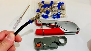 RG6 Coaxial Cable Connector Tool Kit Howto and Review [upl. by Justis780]