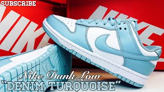 Nike Dunk Low quotDenim Turquoisequot Review  Legit Check Black Light [upl. by Tinya]