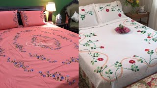 hand embroidery bed sheets [upl. by Namra]