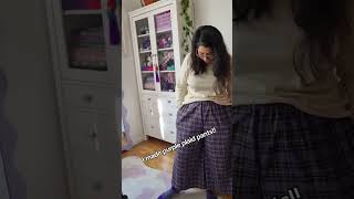 I sewed purple plaid Audrey Culottes A lil preview of an upcoming sewing vlog [upl. by Ahsiloc]