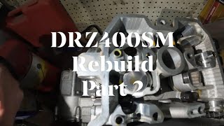 DRZ400SM Engine Rebuild Part 2 Cam Removal Head Inspection [upl. by Aira915]