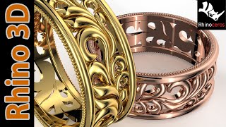 Rhinoceros 3D Wedding Filigree Ring Tutorial [upl. by Lauren233]