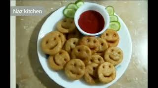 crispy potato smileys teatime snacks  kids lunchbox  evening fun 😋 Aloo recipes shorts [upl. by Atinahc]