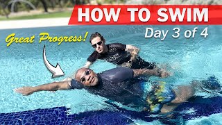 Day 3  Adult Beginner Swimming Lessons  How To Swim in 4 Days [upl. by Alphonsine]