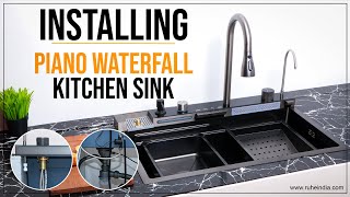 Piano Waterfall Kitchen Sink Installation  Stainless Steel Kitchen Sink Sink Installation  Ruhe [upl. by Benjy]