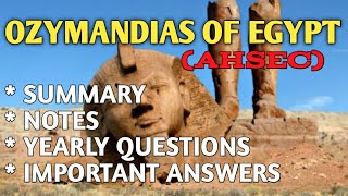 ozymandias of egypt class 12 summarynotesalternative EnglishAHSECexplanationimportant question [upl. by Yldarb]