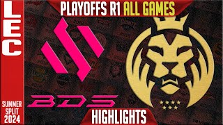 BDS vs MDK Highlights ALL GAMES  LEC Playoffs Upper Round 1 Summer 2024  Team BDS vs MAD Lions KOI [upl. by Asen]