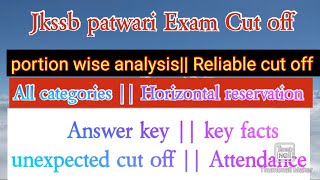 JKSSB patwari authentic cut off  Exam analysis  All categories Indepth analysis  answer key [upl. by Llib]