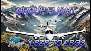 Group Flight with 3 Diamond DA42 from LSZB to LSGS  Stunning Swiss Alps Scenery  Microsoft Flight [upl. by Archle]