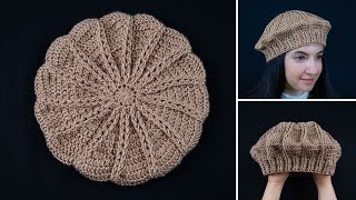 An easy crochet beret hat  a detailed tutorial [upl. by Anadal]