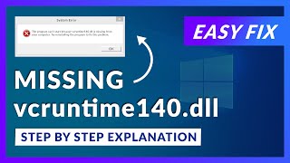 vcruntime140dll Missing Error  How to Fix  2 Fixes  2021 [upl. by Aryajay]