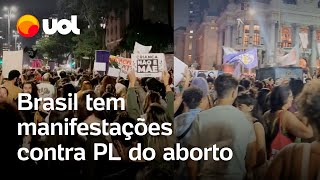 Aborto Manifestações contra a PL 1904 acontecem no Brasil veja vídeos [upl. by Windham]