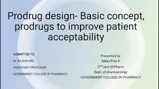 prodrug designbasic concept prodrugs to improve patient acceptability [upl. by Assina]