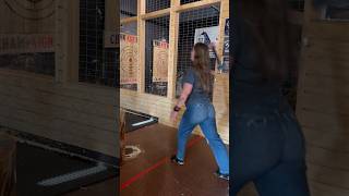 Everything is a competition in this family familyfun Axe Throwing for the Win [upl. by Denae]