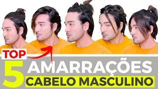 TOP 5 AMARRAÇÕES PARA CABELO MASCULINO  PENTEADOS CABELO MASCULINO PRESO [upl. by Turtle]