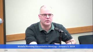 Molalla Planning Commission Meeting  January 3 2024 [upl. by Gianna]