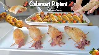 CALAMARI RIPIENI GRATINATI 🦑 ricetta facile e veloce 🦑 Tutto a freddo [upl. by Hole256]