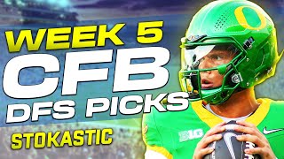 CFB DFS Picks Week 5 Saturday 92824  College Football Daily Fantasy Tips [upl. by Ecirtnahc]